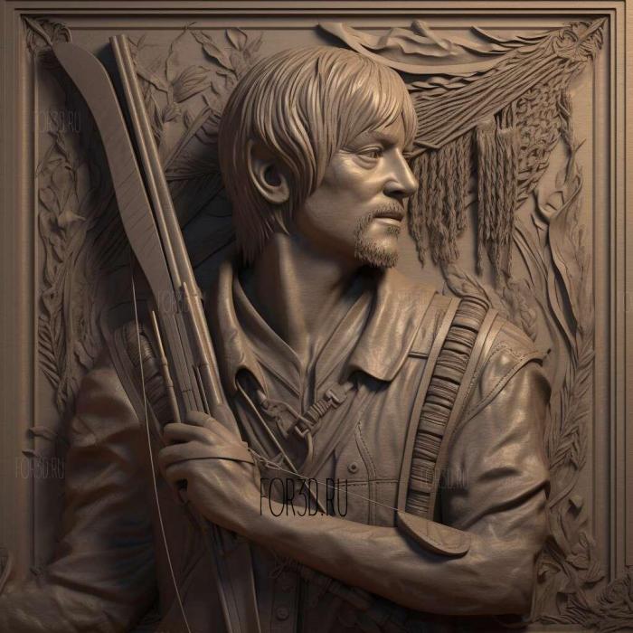 Daryl Dixon 3 stl model for CNC